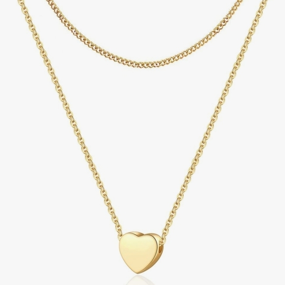 Ava Riley 14K Gold Plated Layering Necklaces with Heart Pendant - Picture 1 of 6